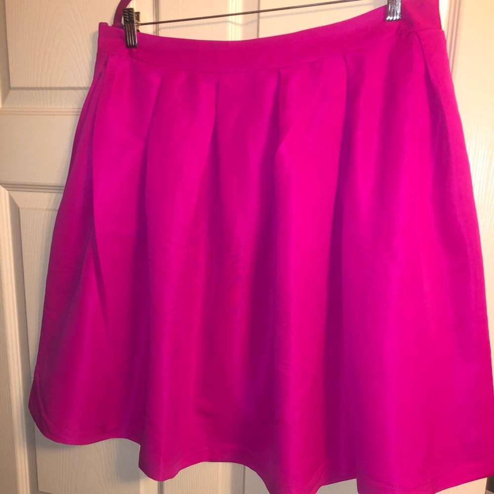 Pink Pleated A-line Skirt
